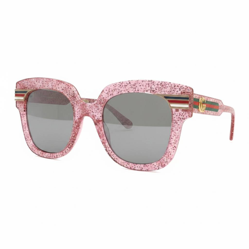 Preloved, Pink Glitter Gucci Sunglasses, With Case