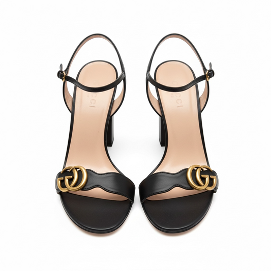 Black Gucci Block Heels, Size 37.5 - UK 4.5