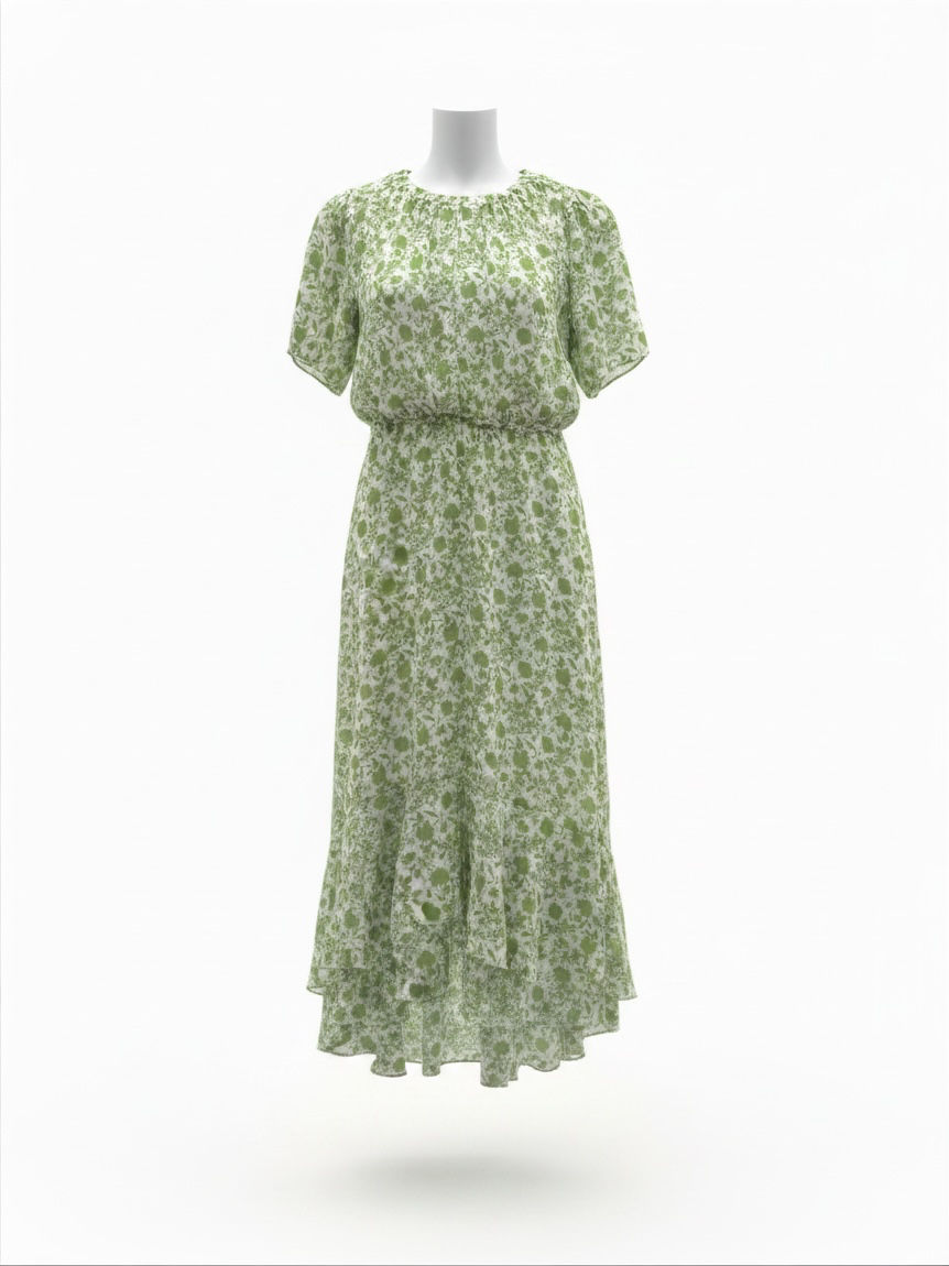 Preloved ME + EM Dress Size 12 (12/14) Green and White