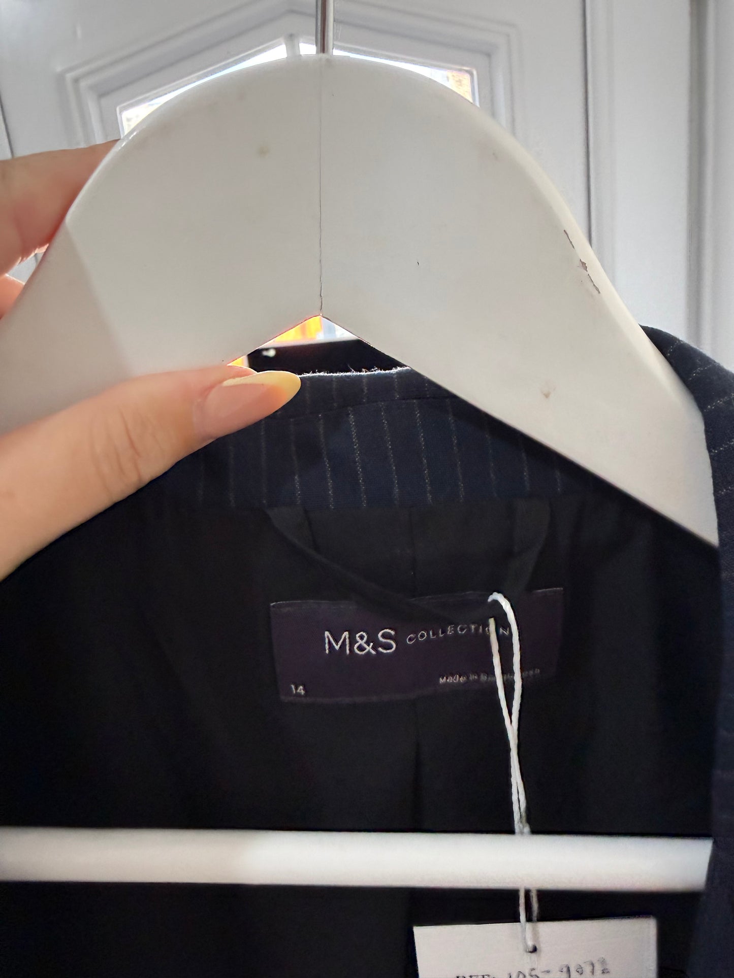 Preloved Pinstripe Navy M&S Blazer, 14
