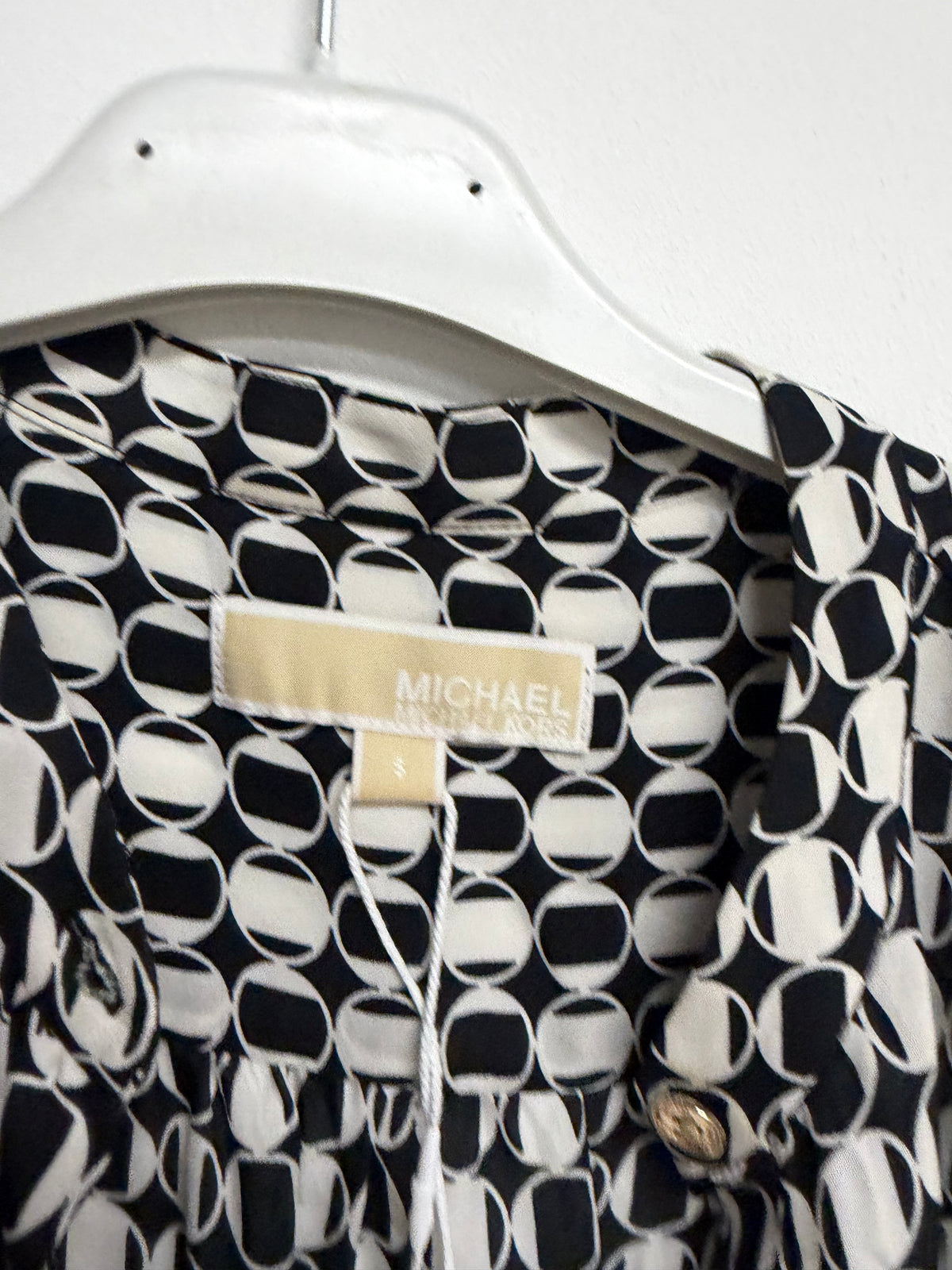 Preloved Michael Kors Dress Size UK 8 Black and White Stripe and Harlequin