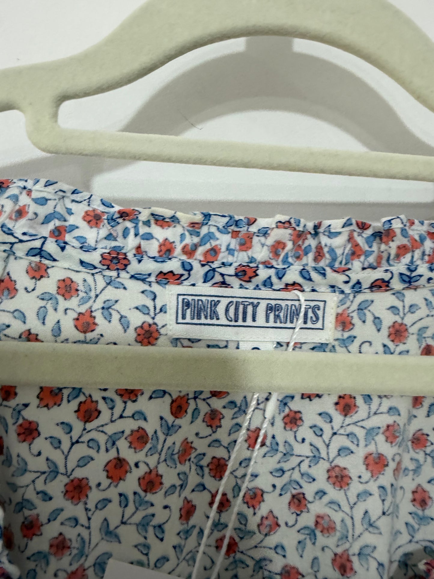 Pre-owned, Blue Floral Pink City Prints Dress, UK 10