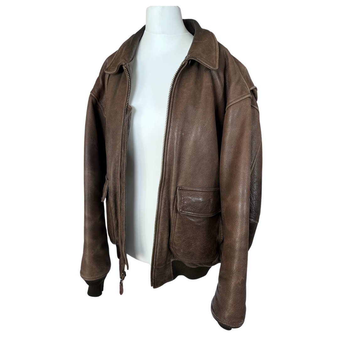 Vintage Brown Oversized Leather Jacket - L