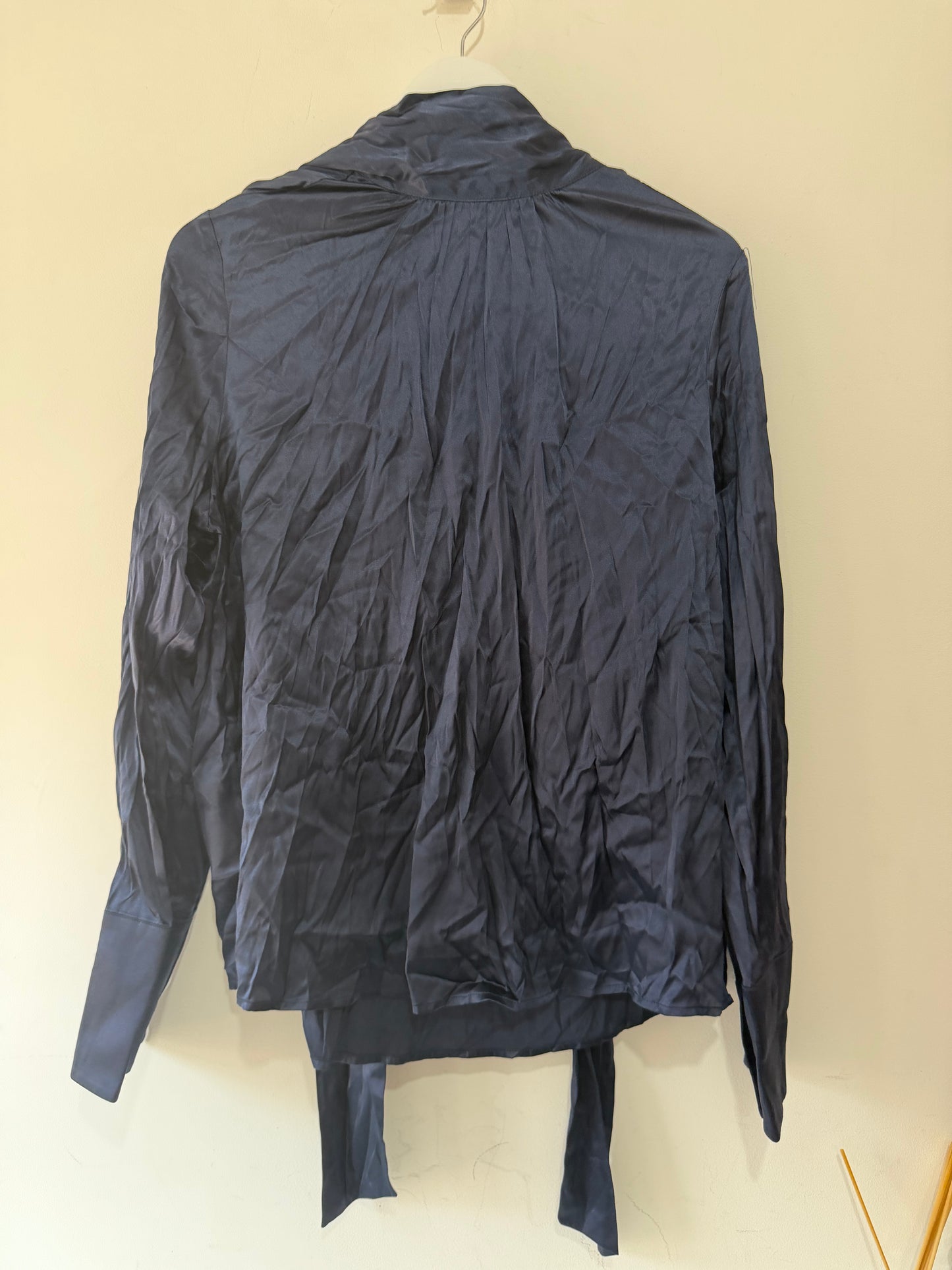 Preloved Navy Blue Dea Kudibal Silk Blouse, Size XXL