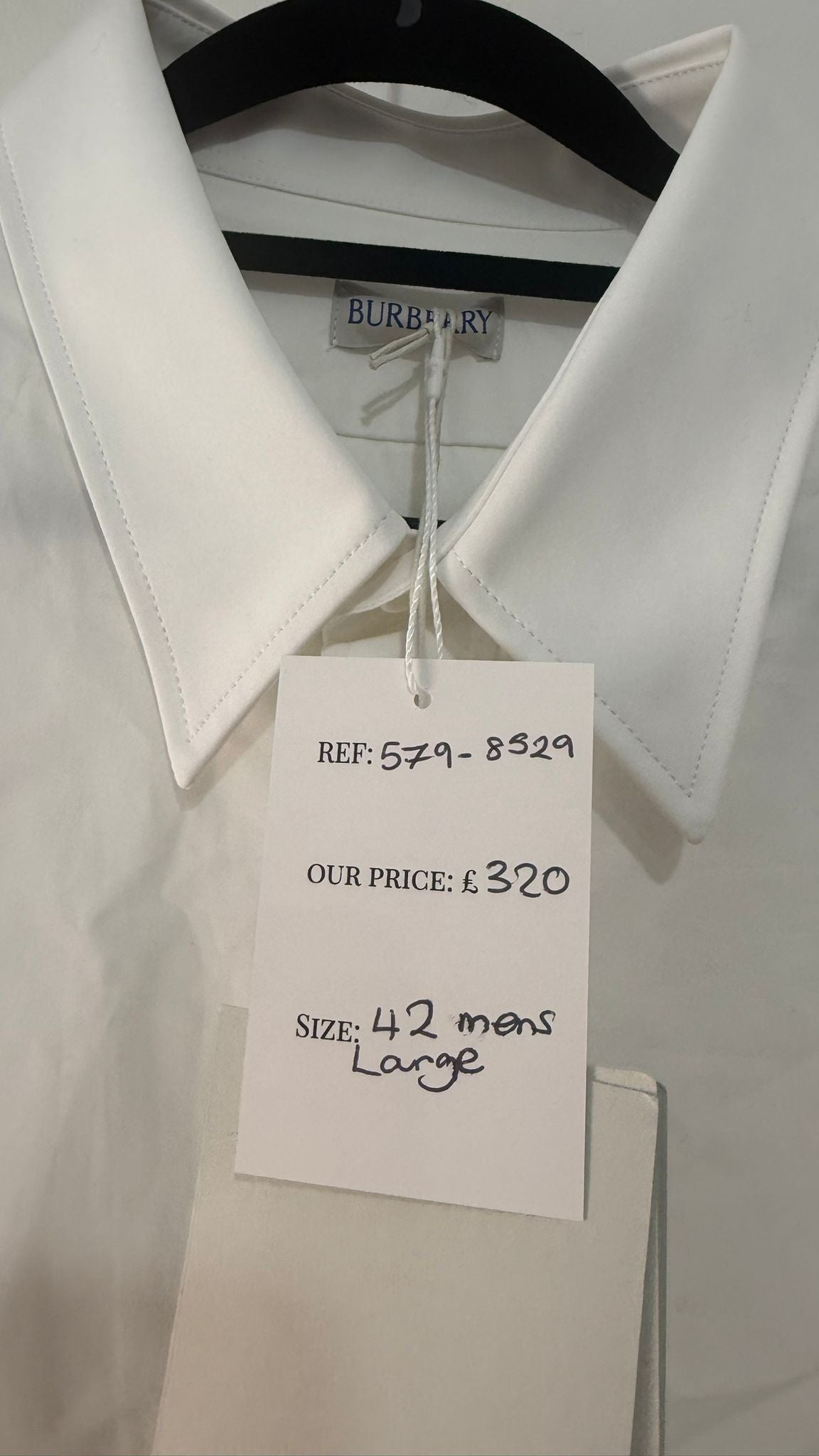 Preloved White Burberry Shirt Brand New, Size 42 Mens Large