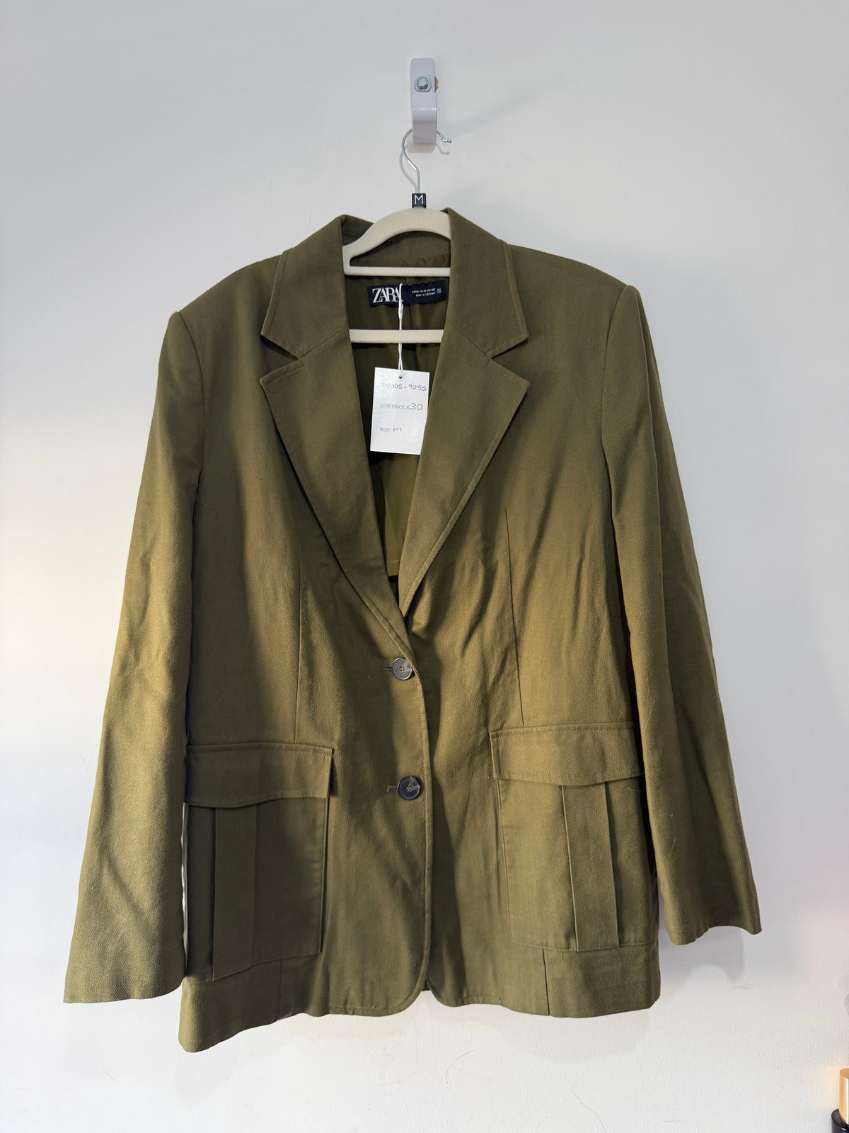 Preloved Zara Jacket Blazer Size M Khaki