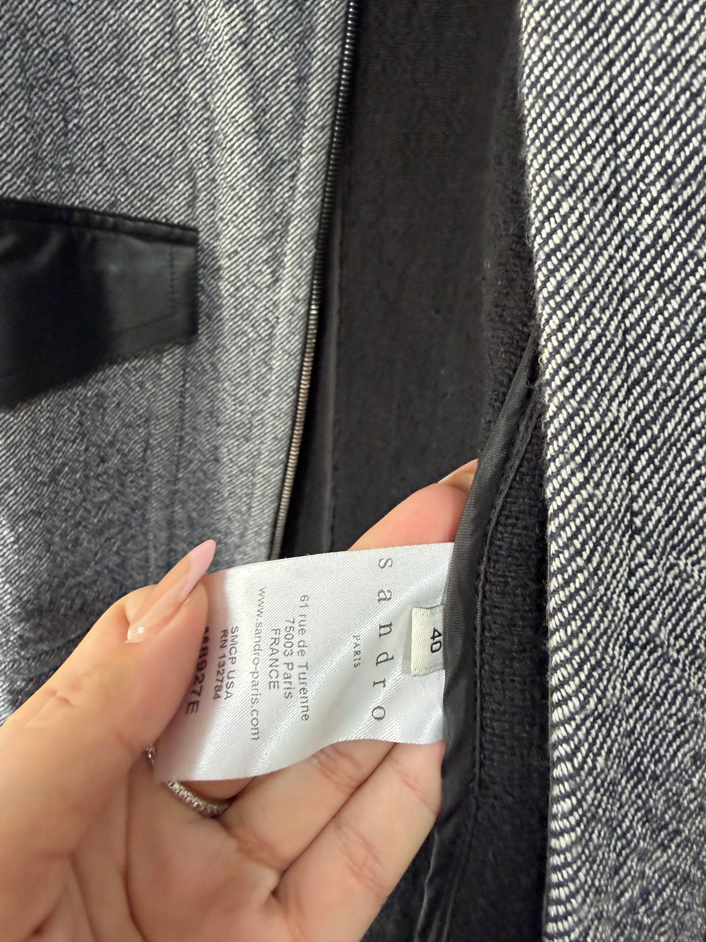 Preloved Sandro Jacket Size 12 Grey/Blue