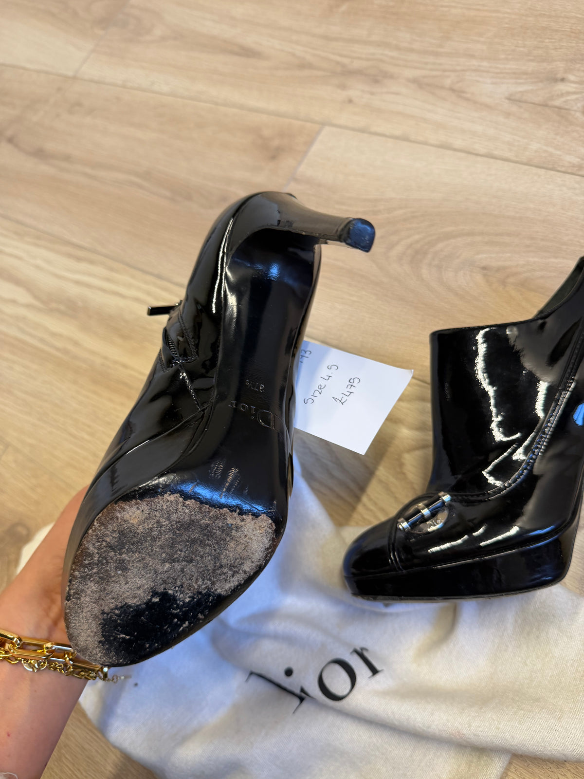 Preloved John Galliano Christian Dior Heels Size 4.5 Black Patent