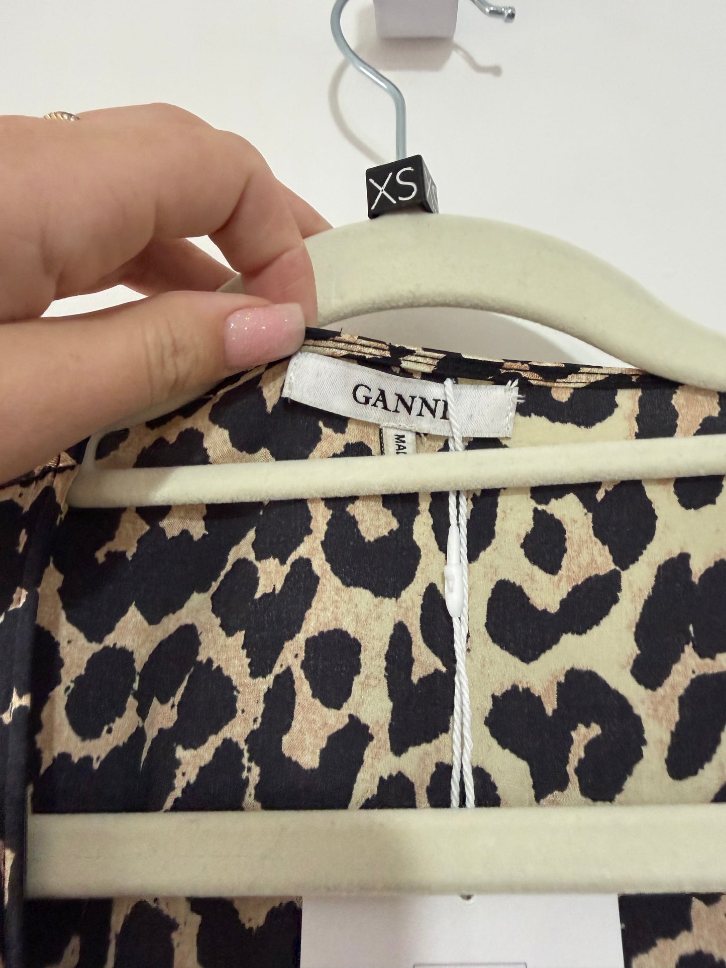 Pre-owned, Leopard Print GANNI Wrap Dress, Size 8