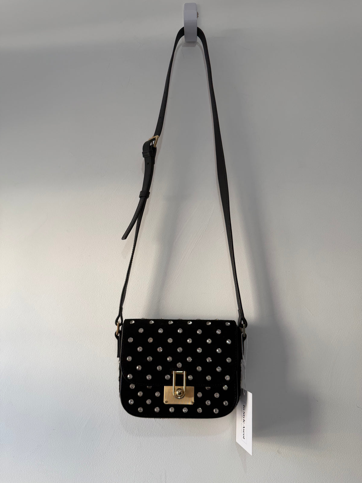Preloved Jigsaw Crossbody Bag Small Black Studded