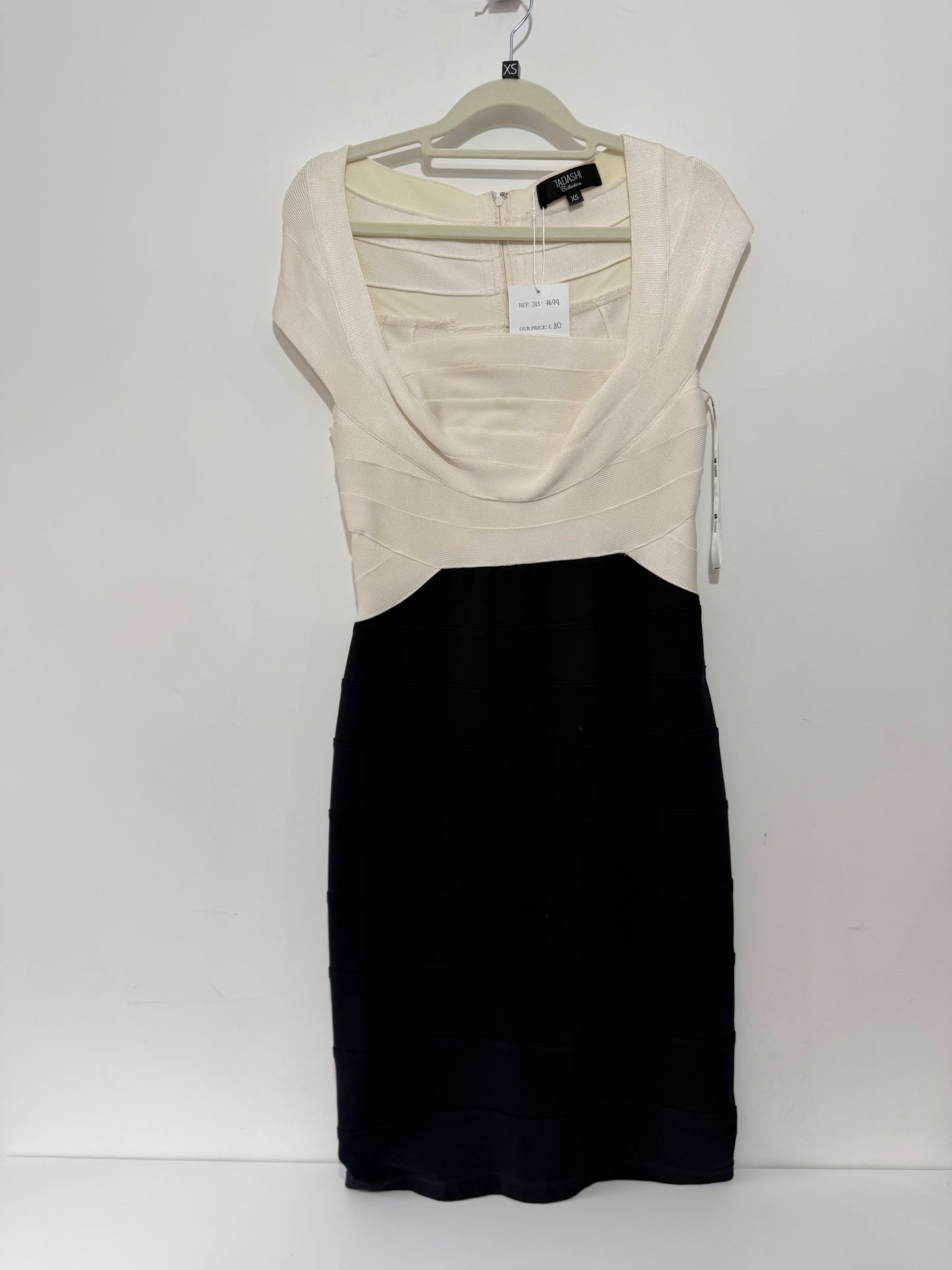 Preloved, White/Black Tadashi Dress, UK 6