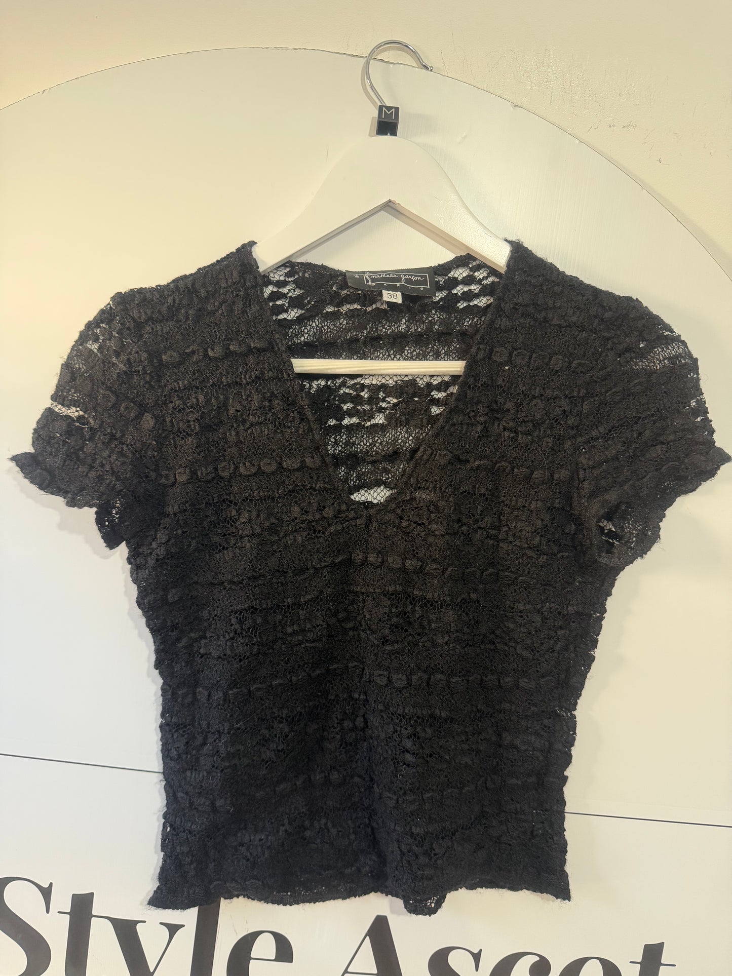 Black Mesh Mathalie Gargon Top, Small