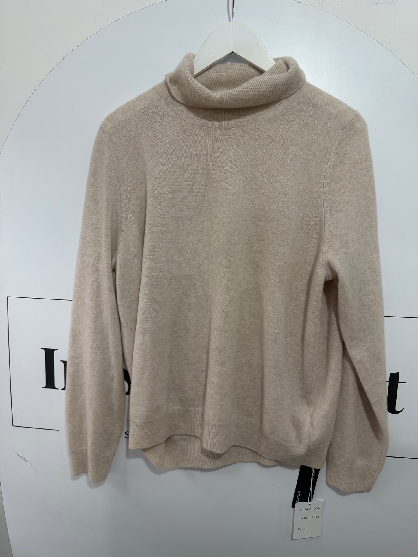 Beige Autograph Cashmere Rollneck, Size L