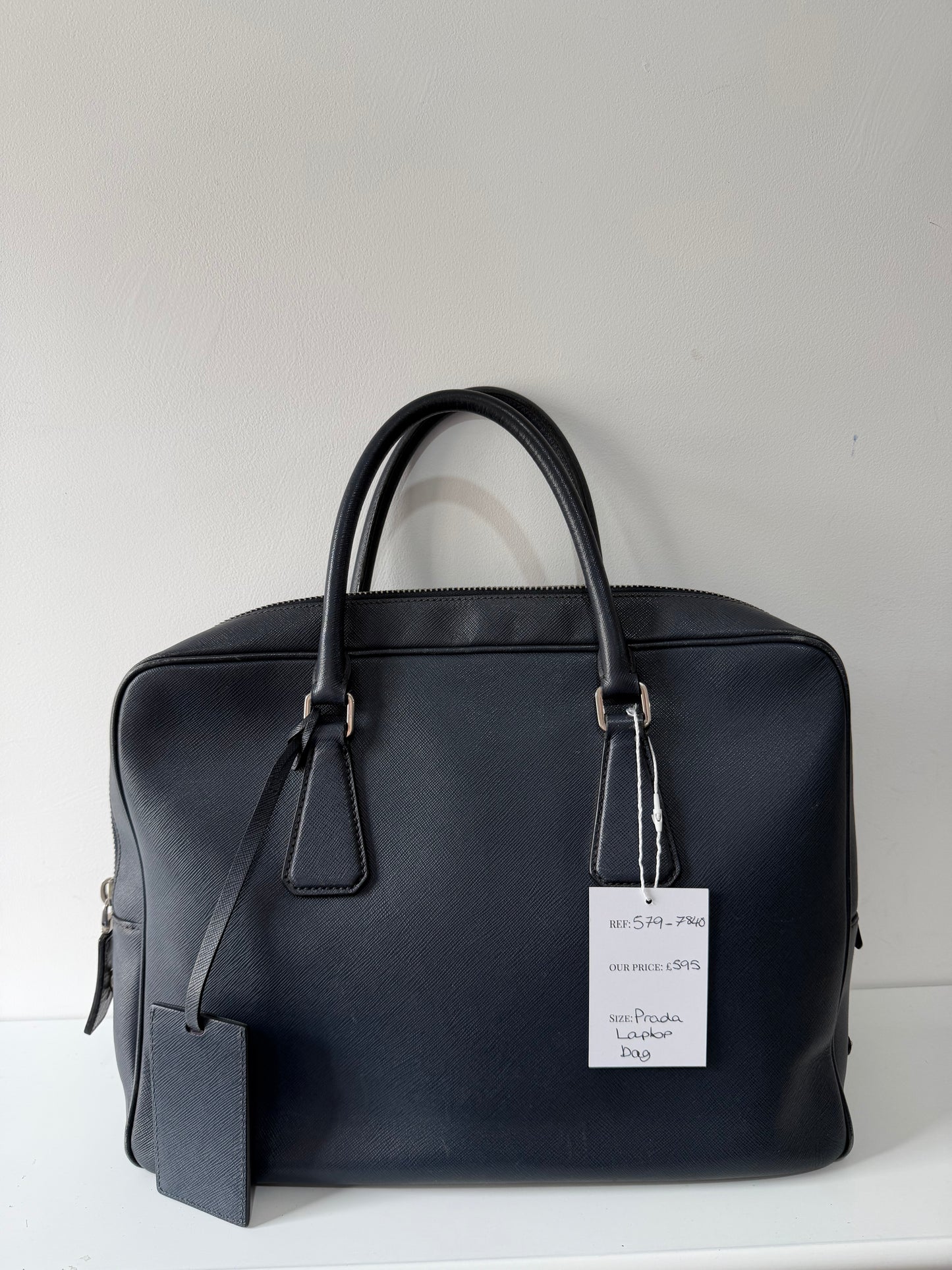 Preloved Grained Leather Prada Laptop Bag