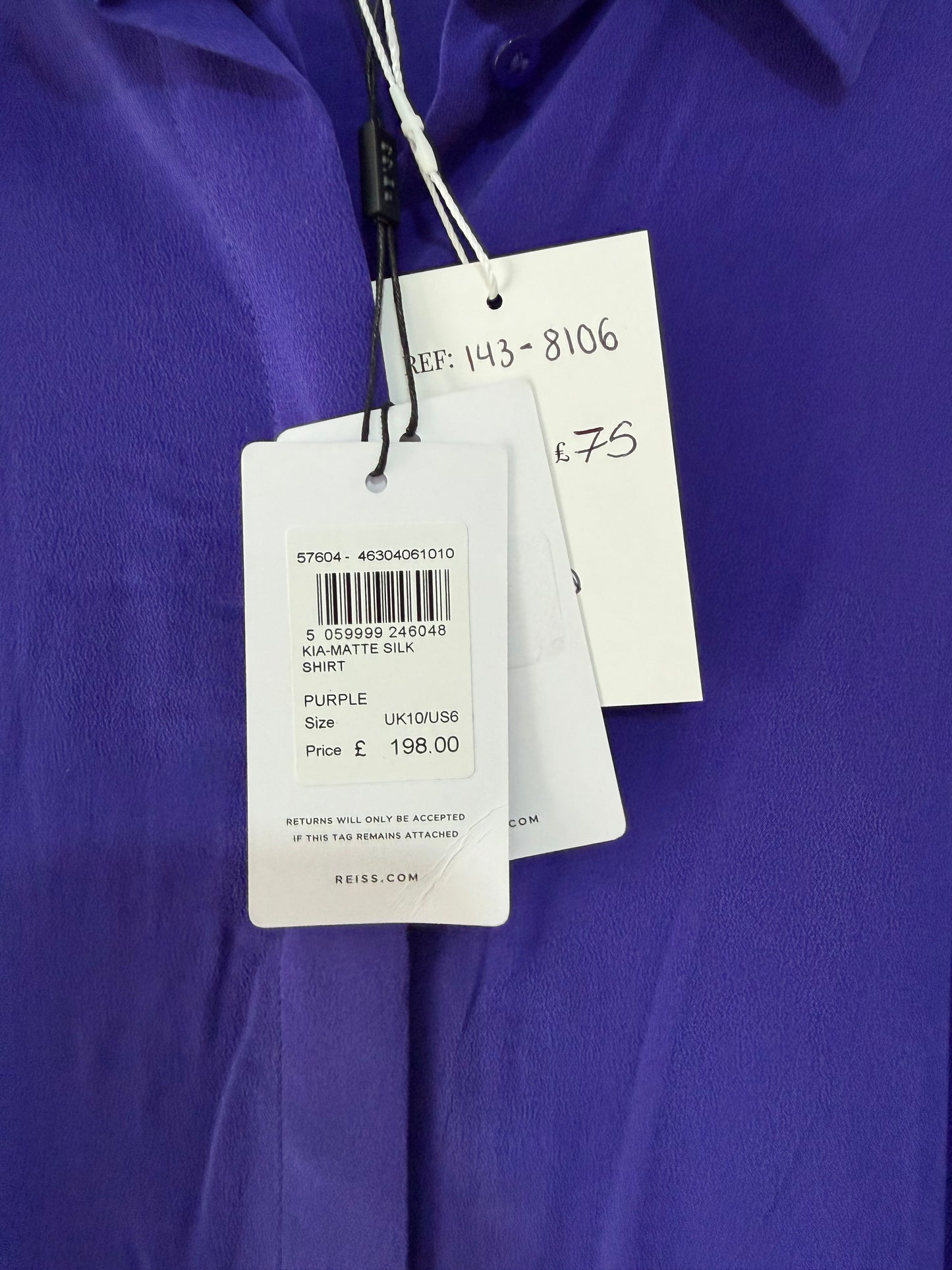 Preloved Purple Silk Brand New Silk Shirt Size 10