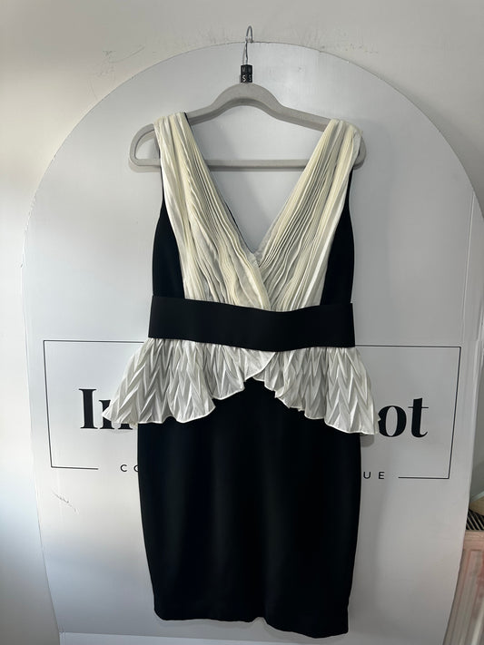 Black & White Silk Blend Marchessa Notte Ascot/Races Dress, Size UK 10
