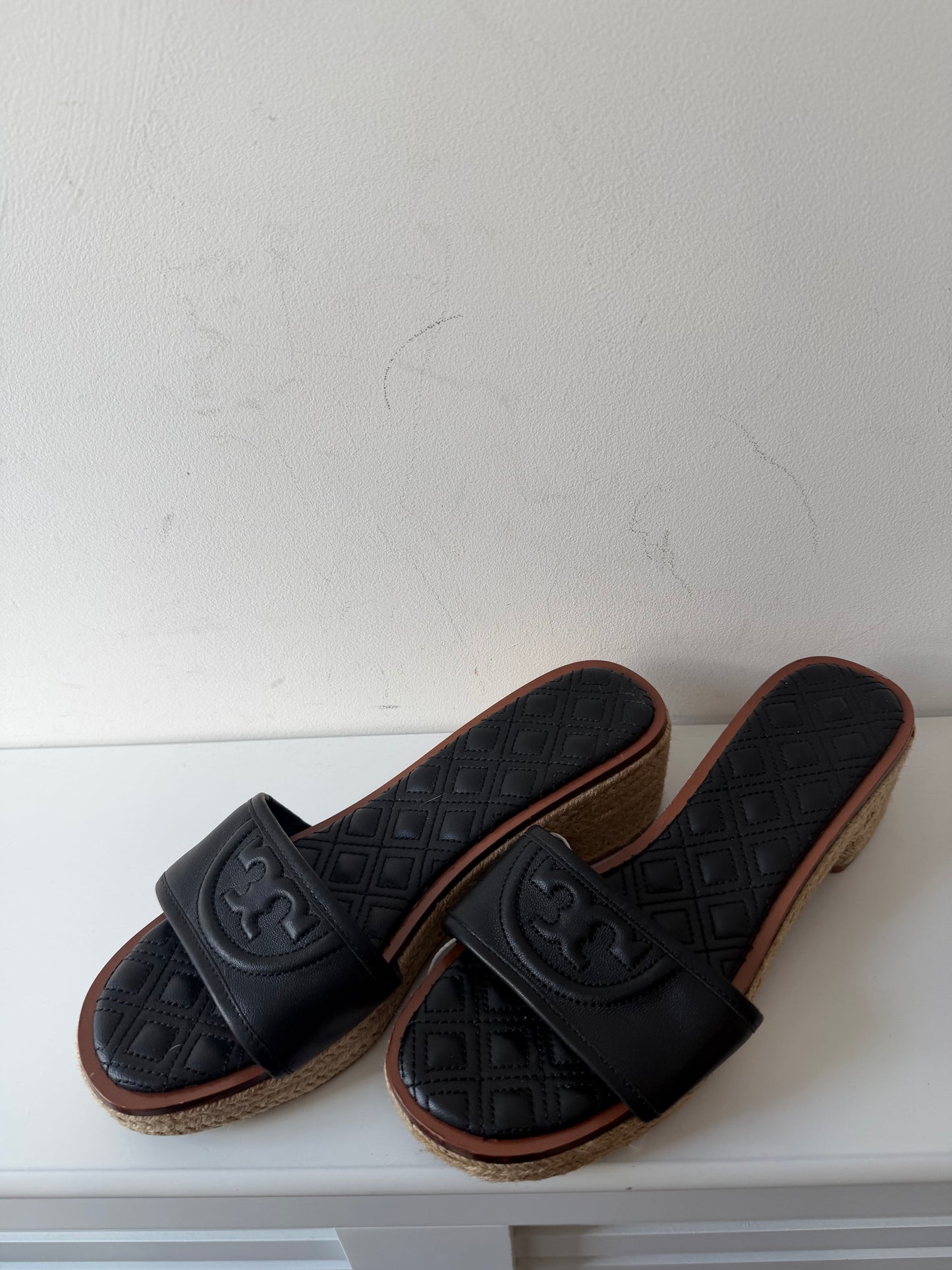Preowned BRAND NEW Black and Brown Tory Burch Espadrilles, Size UK 5.5