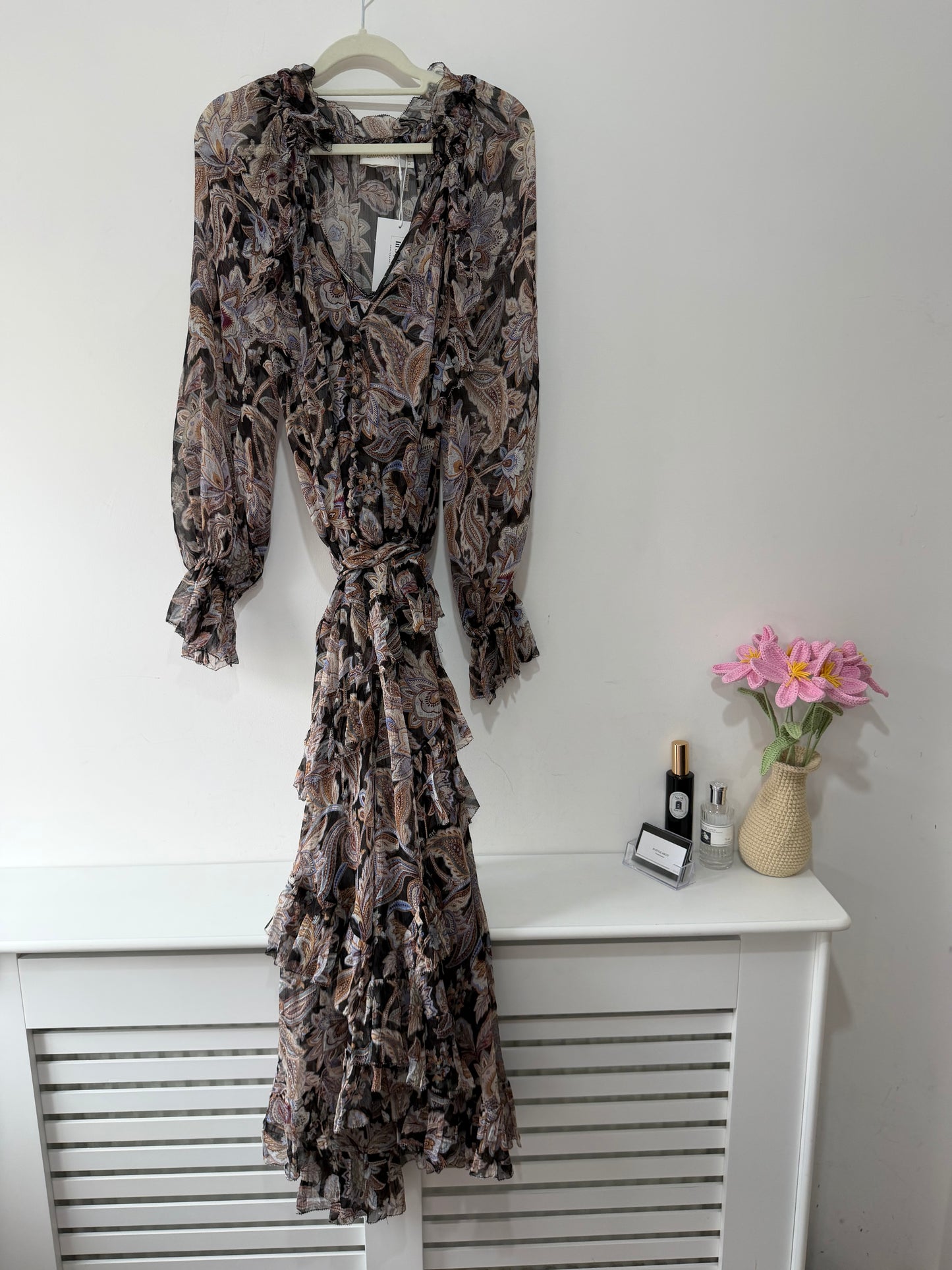 Preloved Zimmermann Dress Size 2 UK 10/12 Floral Lilac and Blue