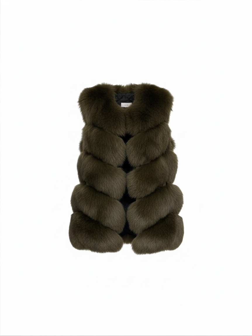 Preloved Jancoco Max Fox Fur Gilet Small Green