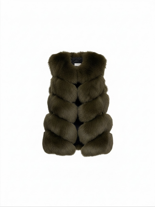 Preloved Jancoco Max Fox Fur Gilet Small Green