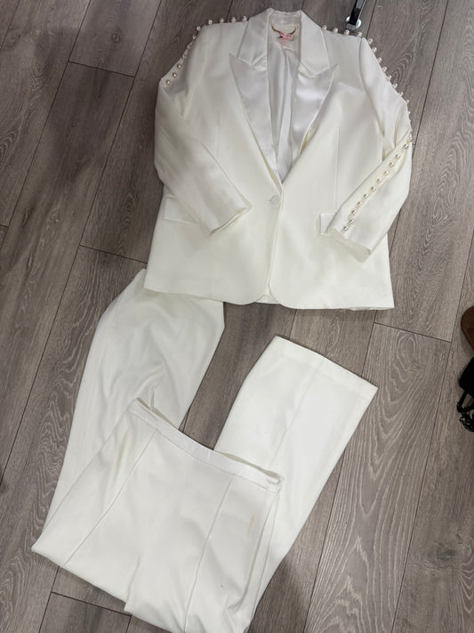 White Nadine Merabi Blazer & Trouser Set, Size L/XL