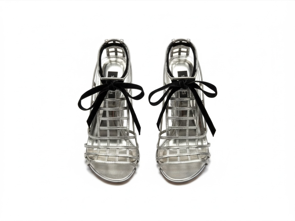 Preloved YSL Yves Saint Laurent Heels Size 5 Silver Cage