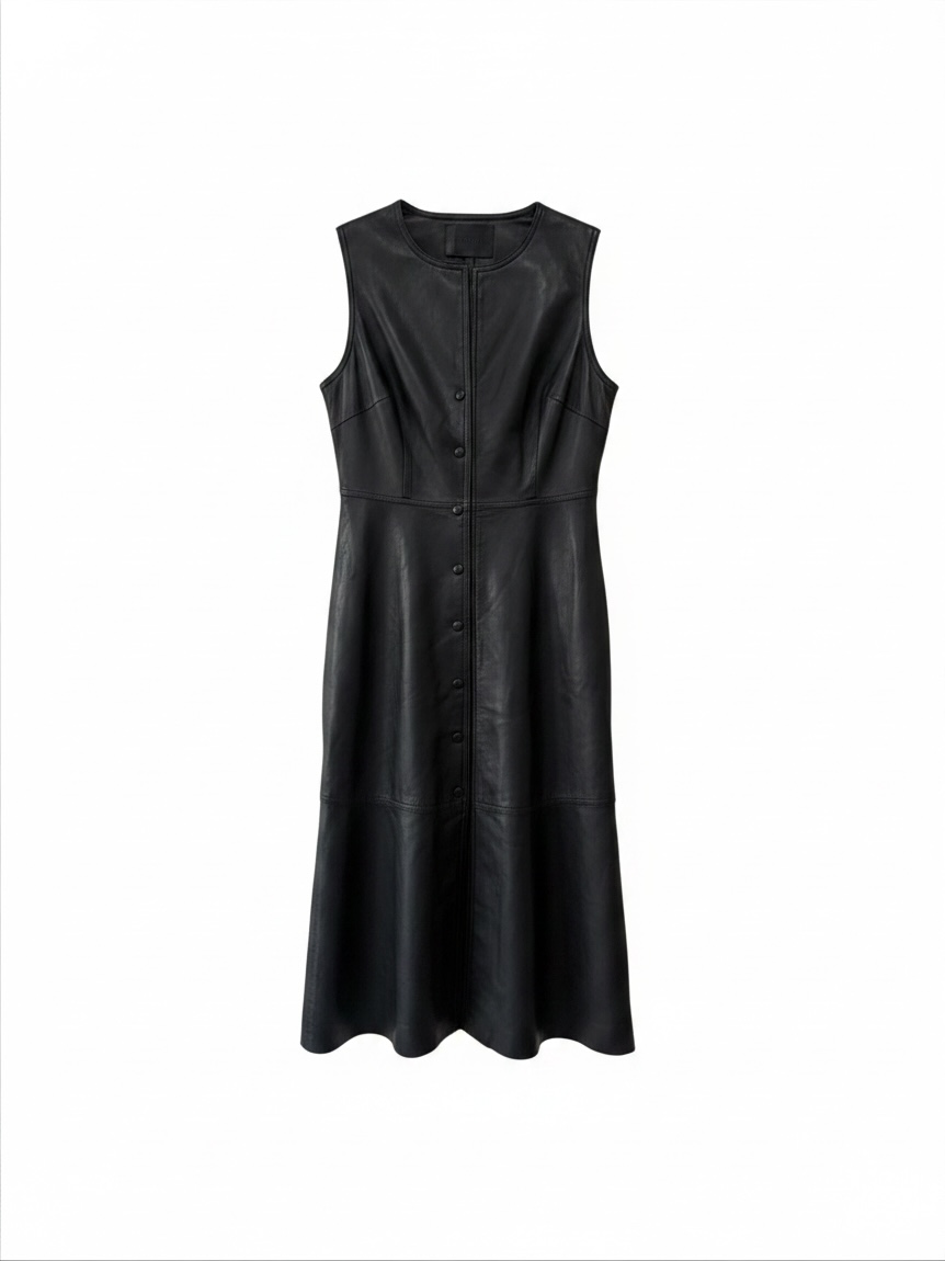 Preloved Uterque Leather Dress Size M Black