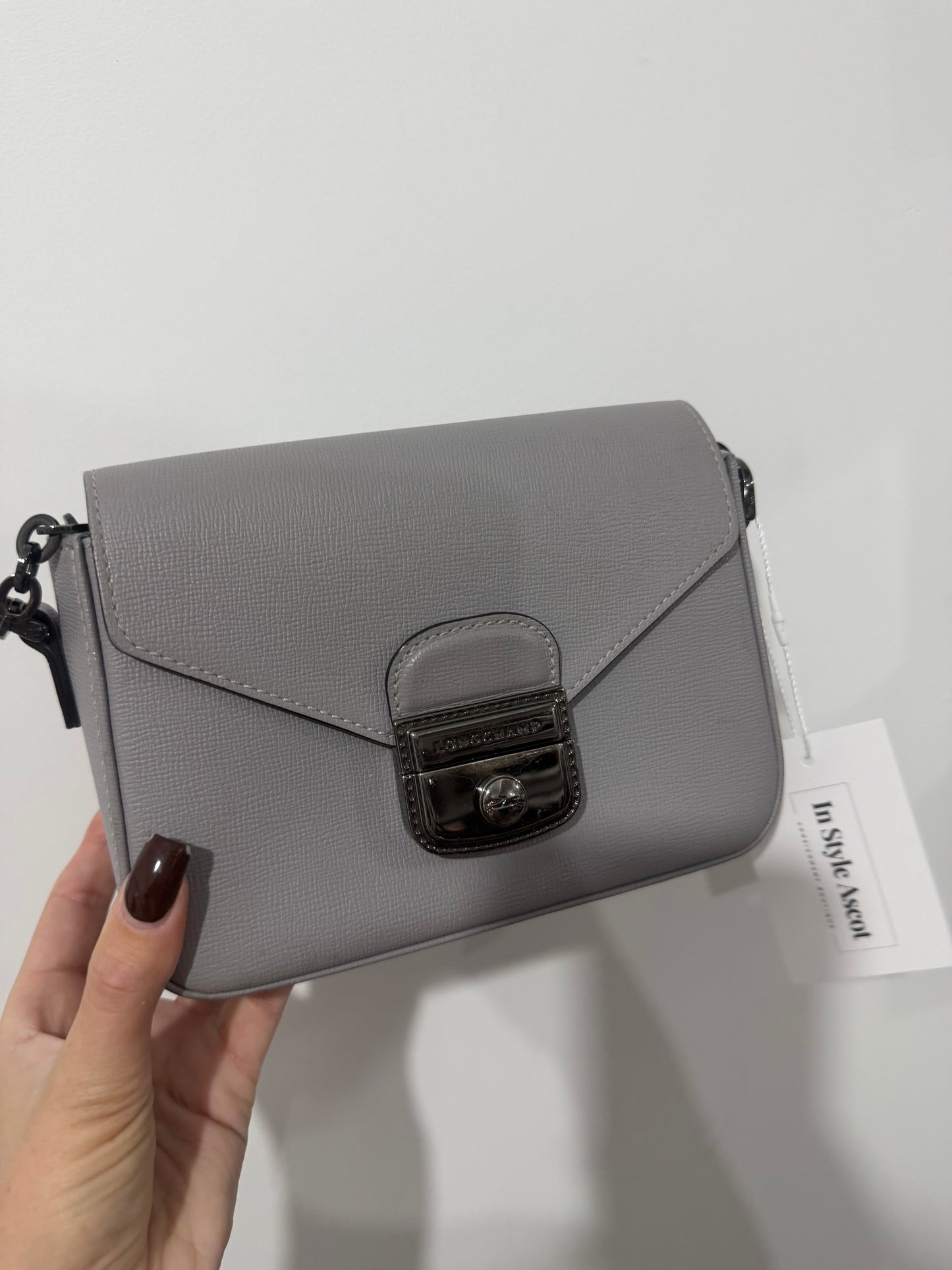 Grey Longchamp Crossbody Bag, Small