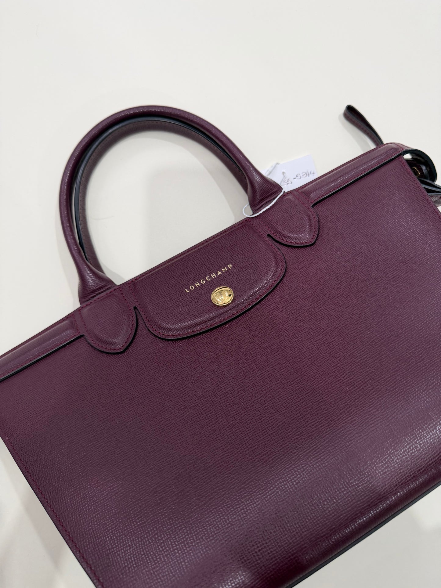 Purple/Aubergine Longchamp Handbag with Crossbody Strap, Le Pliage Heritage