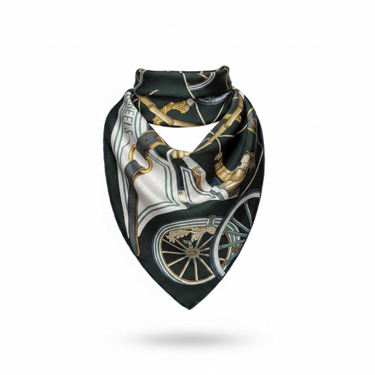 Preloved new boxed stately wheels Hermes Silk Scarf