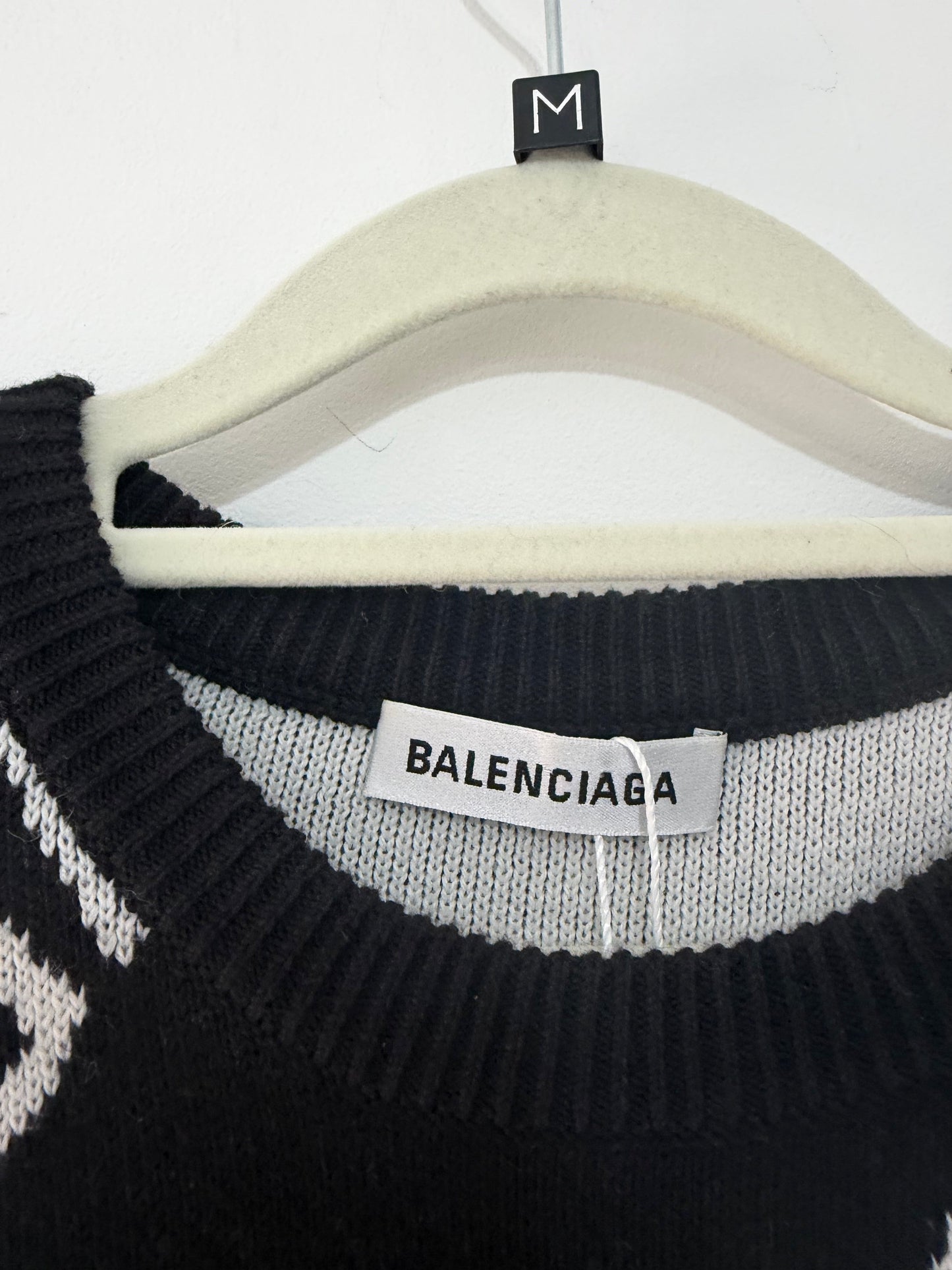 Preloved, Logo Black Balenciaga Unisex Jumper, Size S (Oversized)