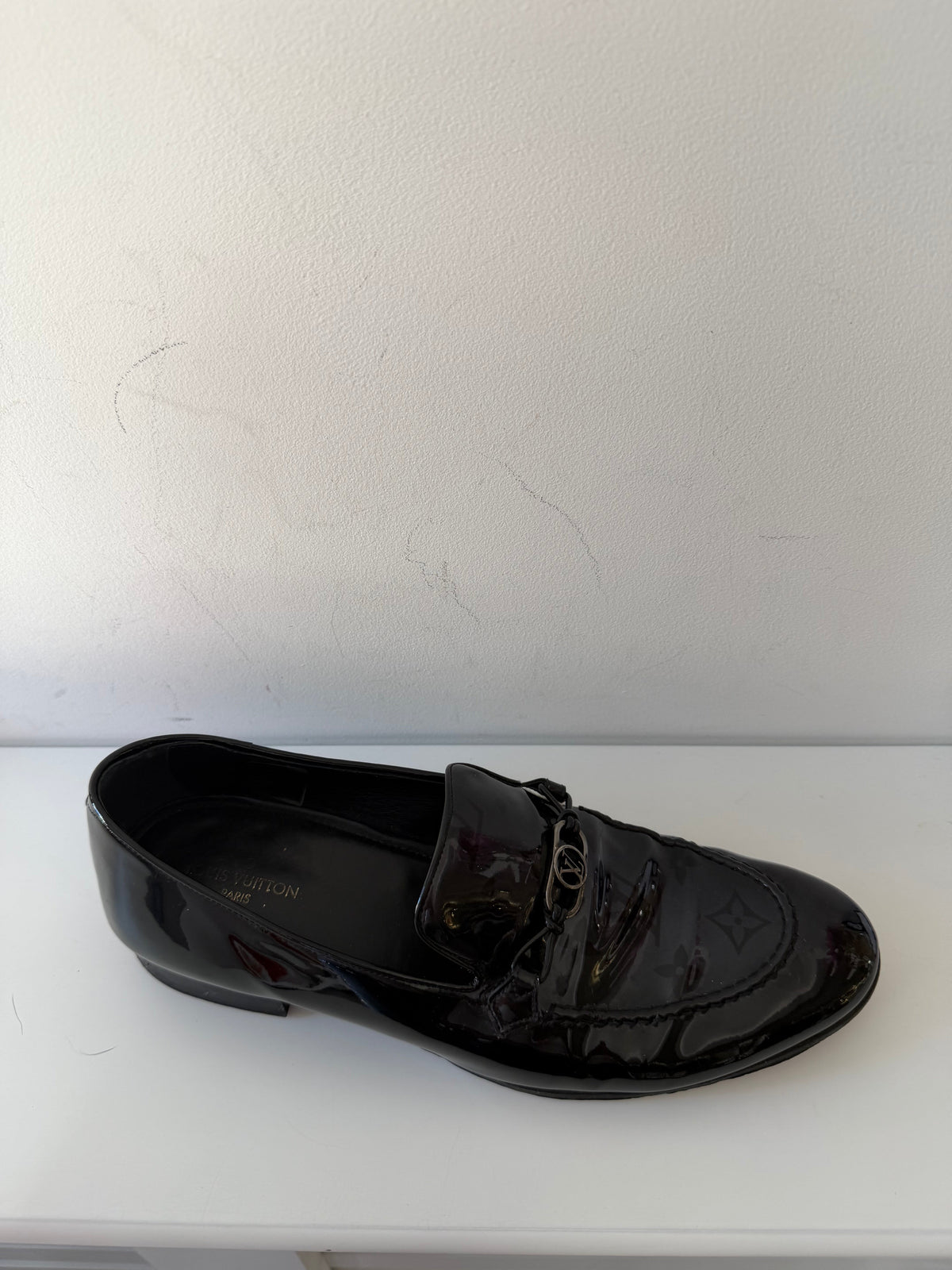 Preloved Black Patent Louis Vuitton Loafers, Size 7