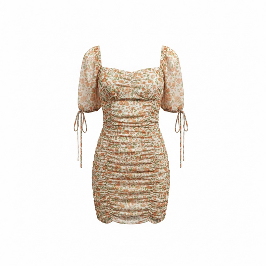 Preloved, Orange/Green SkyLar Rose Dress, UK 6-8