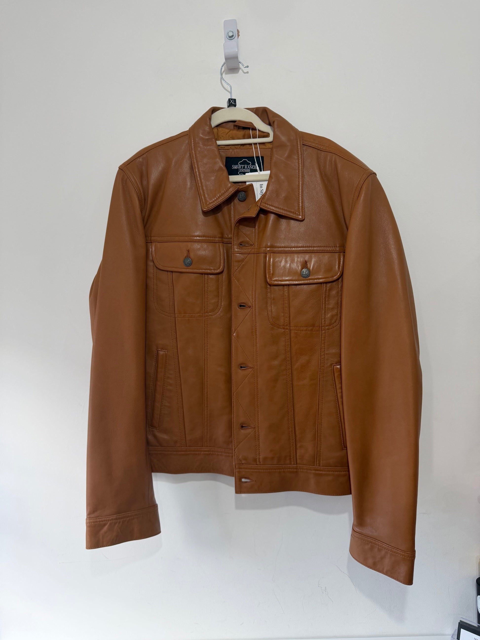 Preloved, Brown Smart Range Leather Jacket Mens, Size XL