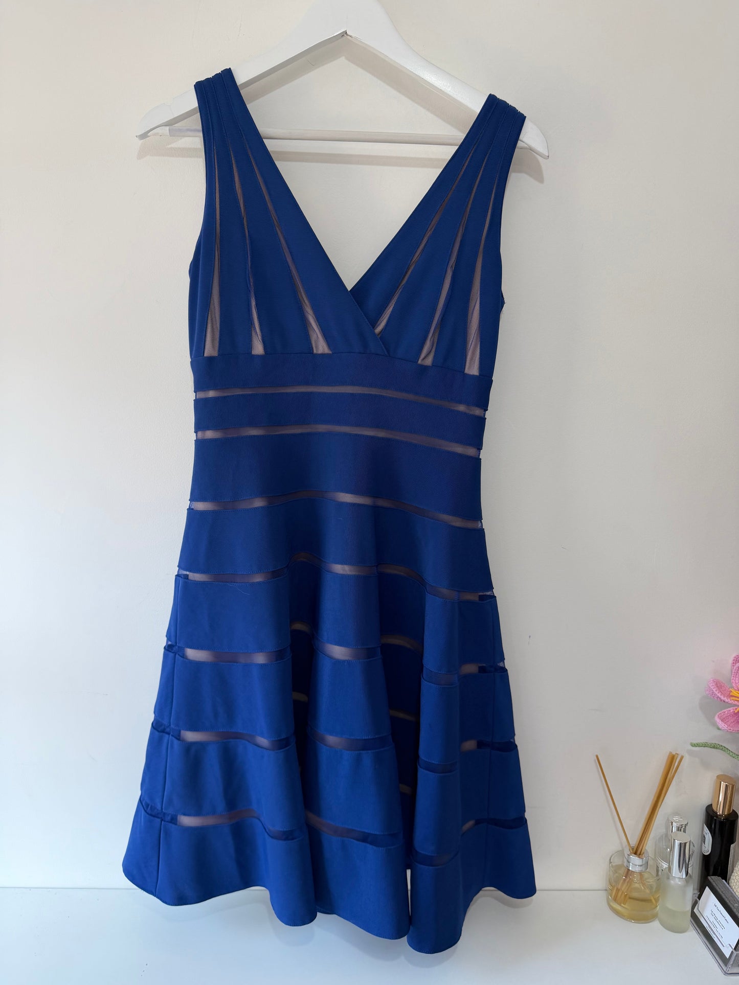 Preowned Blue Mikael Aghal Dress, Size UK 12