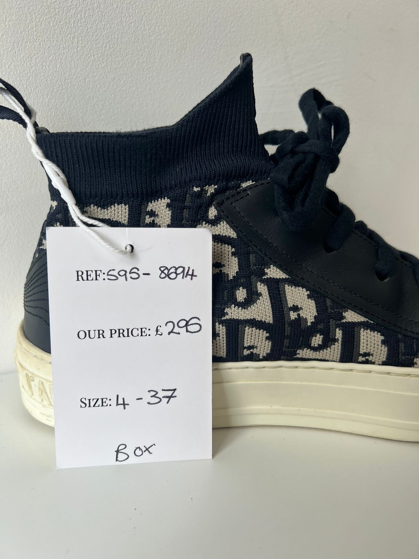 Preloved Navy and White Christian Dior Sneakers Trainers, Size 37 - UK 4