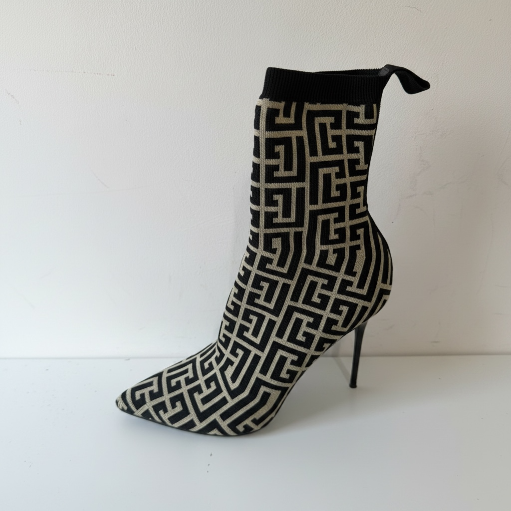 Preloved Sock Balmain Stiletto Boot, Size 39 - UK 6