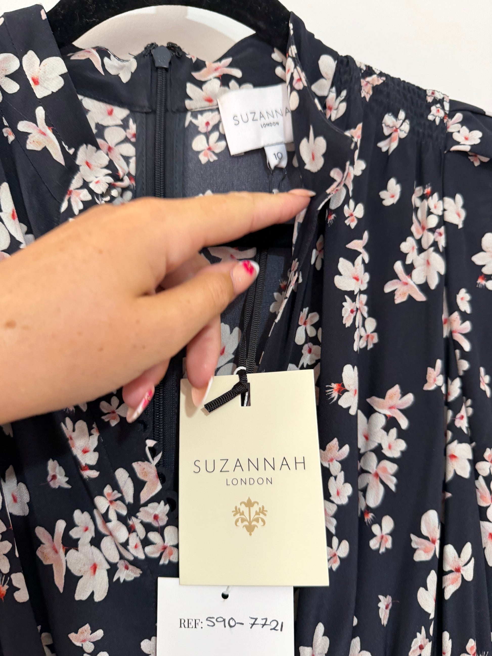Preloved, Navy Floral Suzannah London Dress, Size 10