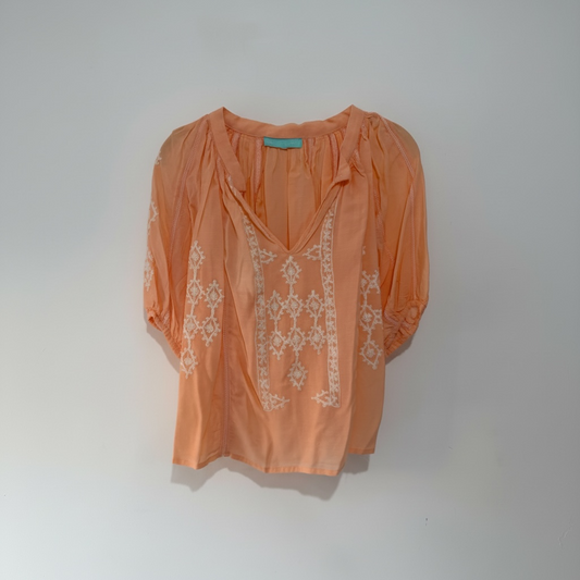 Pre-owned, Salmon Pink/Orange Melissa Obabash Blouse, Size XS/XXS