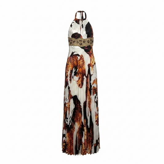 Preloved, Cream/Orange Unique Boutique Dress, UK 10