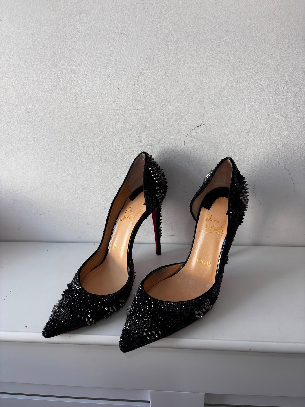 Preloved Diamonte Black Crystal Christian Louboutin LIMITED EDITION Heels, Size 6 (39)