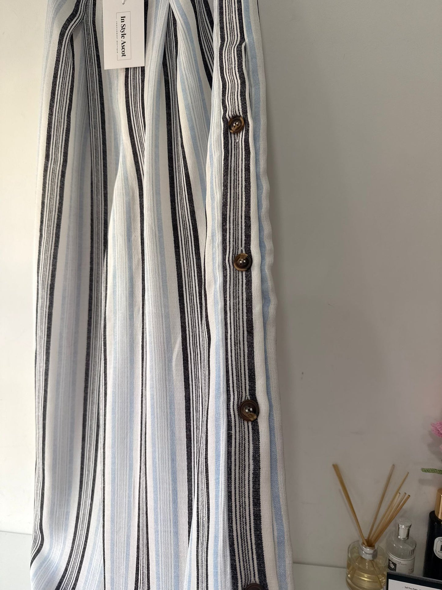 Preloved White and Stripey Renamed Trousers, Size S (stretchy)