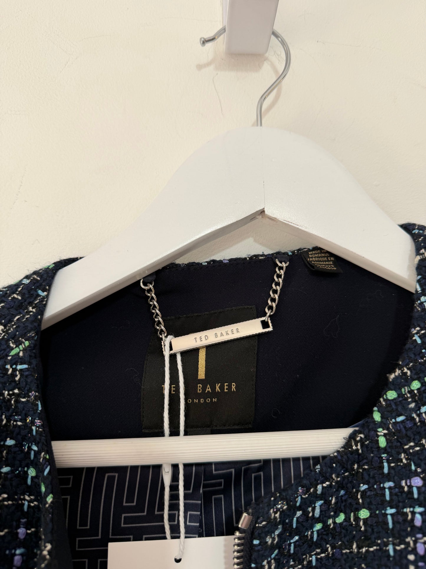 Preloved navy tweed Ted baker Jacket, Size 4