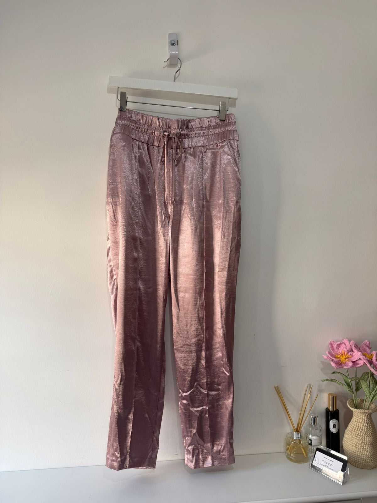 Preloved Metallic Pink Cinq a Sept Trousers, M, BNWT
