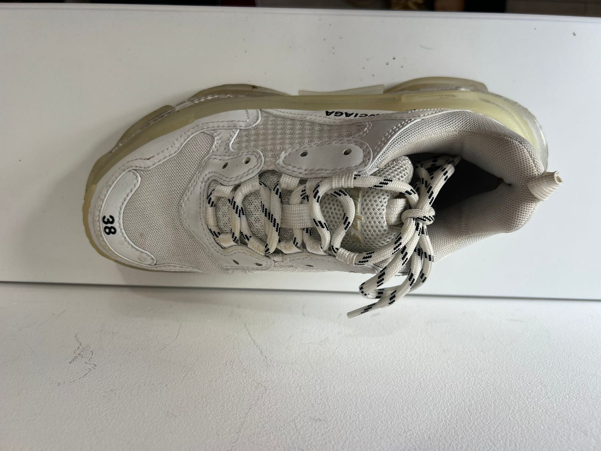 Preloved, White with Distinctive Clear Sole  Balenciaga Balenciaga Triple S Sneakers Trainers, Size 38 - UK 5