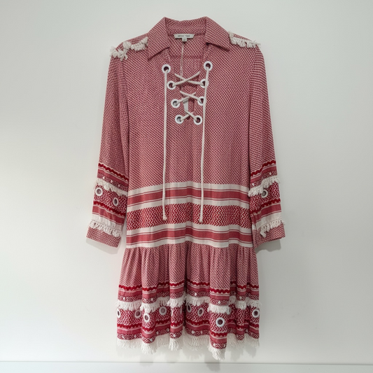 Pre-owned, Red and White Dodo Bar Or Dress, Size M (Oversized)