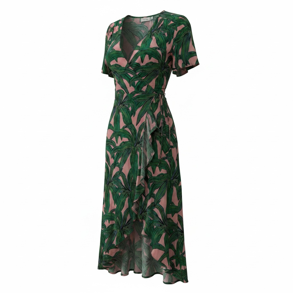 Preloved, Green and Pink Fabienne Chapot Dress, Size 12/14