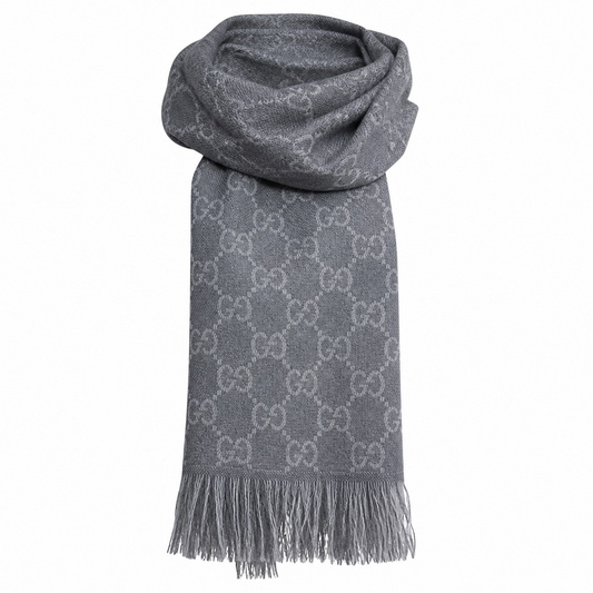 Preloved Grey Gucci Scarf, Boxed