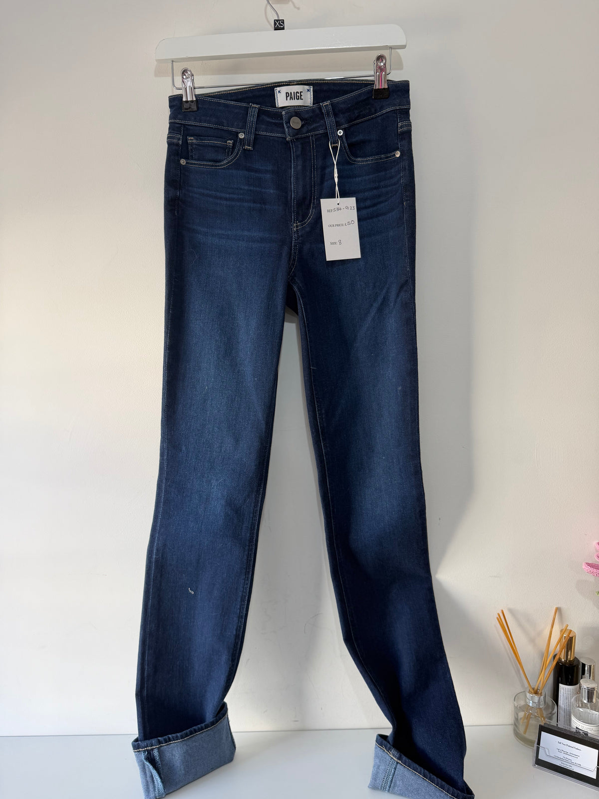 Preloved Blue Paige Straight Leg Jeans, Waist 25 (Size 8)