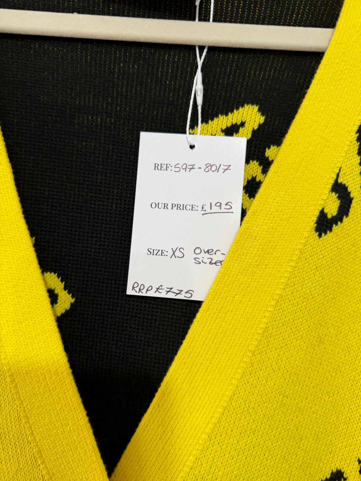 Preloved, Yellow Balenciaga Oversized Cardigan, Logo Intarsia-Knit Cardigan - Yellow, Size XS